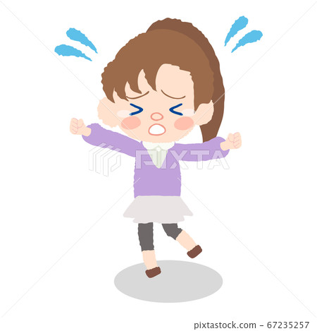 哭泣的兒童，發育障礙，不適的時期，恐慌等的全身插圖。 67235257
