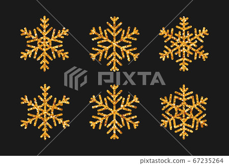 Snowflake gold glitter sparkles glow vector set Snowflake gold glitter sparkles glow vector set 67235264