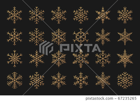 Golden snowflakes gradient winter snow set vector Golden snowflakes gradient winter snow set vector 67235265