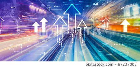 Rising arrow theme with high speed motion blur Rising arrow theme with high speed motion blur 67237005