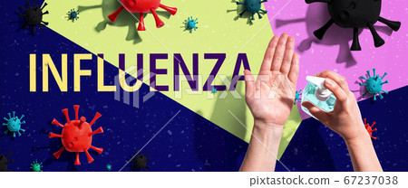 Influenza theme with person washing their hands 67237038