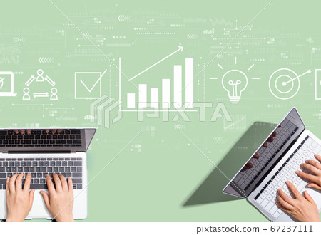 Marketing concept with people working together Marketing concept with people working together 67237111