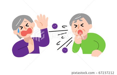 Senior men who cough and senior women who dislike it (simple color) Senior men who cough and senior women who dislike it (simple color) 67237212