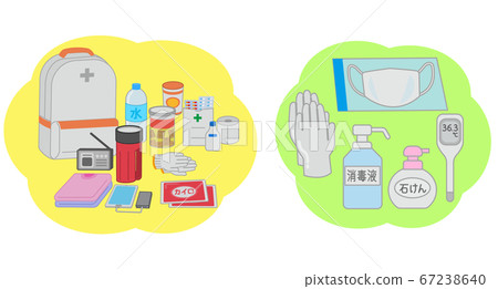 Illustration of virus measures in the evacuation backpack 67238640