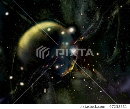Abstract sci fi space background with gas planet 67238881