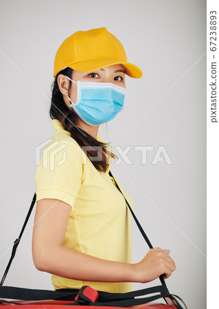 Contactless delivery service worker 67238893