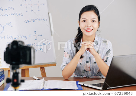 Chemistry teacher recording lesson Chemistry teacher recording lesson 67239043