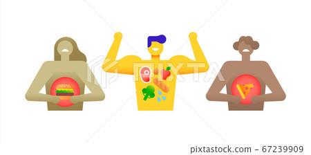 Eating habits concept healthy diet and fast food - Stock Illustration ...