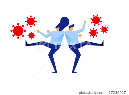 Man woman fighting coronavirus disease together 67239927