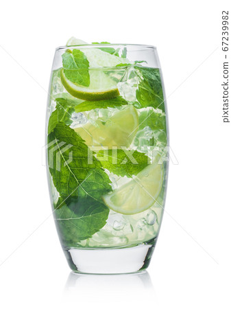Glass of Mojito summer alcoholic cocktail with ice Glass of Mojito summer alcoholic cocktail with ice 67239982