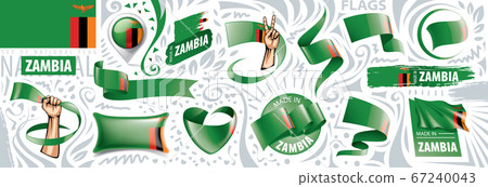 Vector set of the national flag of Zambia in various creative designs Vector set of the national flag of Zambia in various creative designs 67240043
