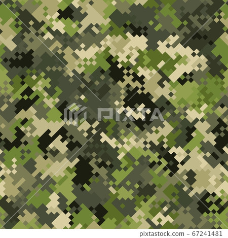 Military camouflage seamless pattern. Woodland digital pixel style. 67241481