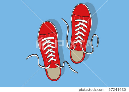 Hand drawn style red sneaker illustration - Stock Illustration ...