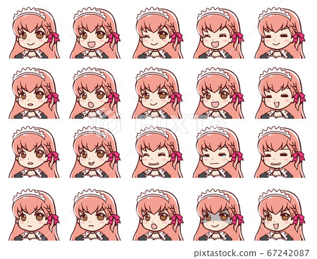 Maid's facial expression icon set 67242087