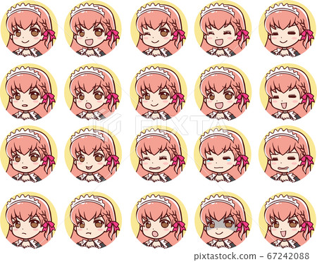 Maid's facial expression icon set circle background 67242088