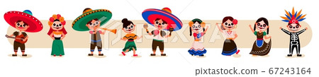 Character in traditional mexican day death suit set Character in traditional mexican day death suit set 67243164