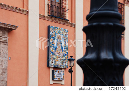 Tile Fresco Art at Basilica de la Mare de Deu dels Desamparats or Basilica of Our Lady of the Forsaken 67243302
