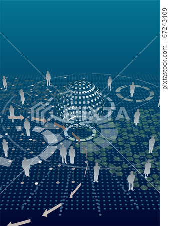 未來的生活方式網絡全球社交距離矢量圖 67243409