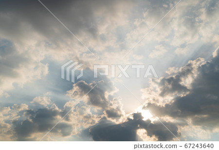 Scene of Ray light on sun beam with Moving clouds 67243640