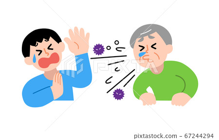 Senior men who sneeze and men who dislike plain clothes (simple color) Senior men who sneeze and men who dislike plain clothes (simple color) 67244294