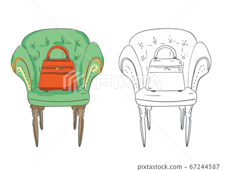 Fashionable illustration sofa and bag Fashionable illustration sofa and bag 67244587