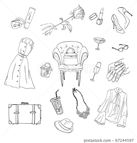 Black line drawing, an accessory that adult women like Black line drawing, an accessory that adult women like 67244597