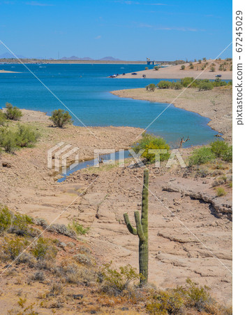 View of Lake Pleasant in Lake Pleasant Regional Park, Sonoran Desert, Arizona USA View of Lake Pleasant in Lake Pleasant Regional Park, Sonoran Desert, Arizona USA 67245029