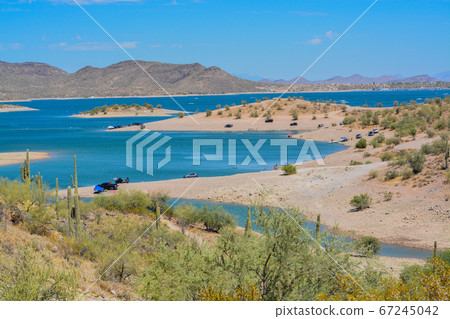View of Lake Pleasant in Lake Pleasant Regional Park, Sonoran Desert, Arizona USA View of Lake Pleasant in Lake Pleasant Regional Park, Sonoran Desert, Arizona USA 67245042