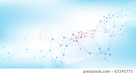 Big Genomic Data Visualization. DNA helix, DNA strand, DNA Test. CRISPR CAS9 - Genetic engineering. Molecule or atom, neurons. Abstract structure for Science or medical background, banner. Wave flow. Big Genomic Data Visualization. DNA helix, DNA strand, DNA Test. CRISPR CAS9 - Genetic engineering. Molecule or atom, neurons. Abstract structure for Science or medical background, banner. Wave flow. 67245773