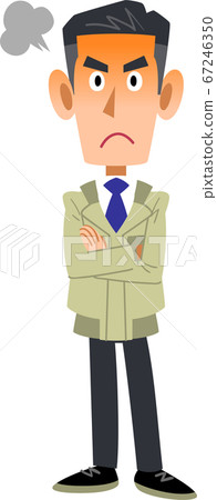 一個穿著工作服的人雙手交叉生氣 67246350
