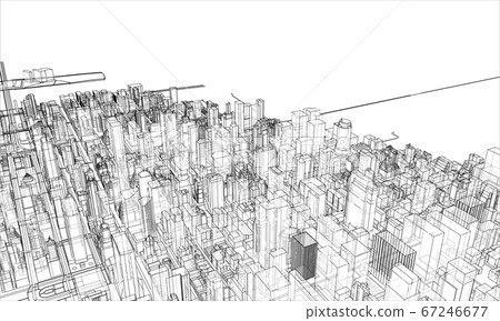 Outline city concept. Wire-frame style 67246677