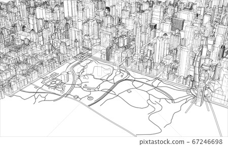 Outline city concept. Wire-frame style Outline city concept. Wire-frame style 67246698