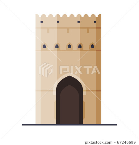 Fort Historical Building, Muscat City Architecture, Travel to Oman Famous Landmark, Flat Vector Illustration 67246699