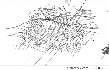 Outline city concept. Wire-frame style 67246893