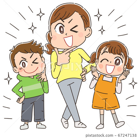 一個微笑的母親和孩子的幽默感的插圖 67247138