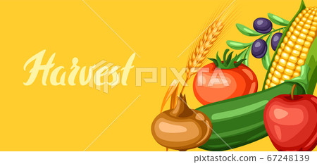 Harvest festival background with fruits and vegetables. Harvest festival background with fruits and vegetables. 67248139