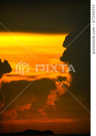 colorful of sunset sky on cloud fishing boat on colorful of sunset sky on cloud fishing boat on 67248355
