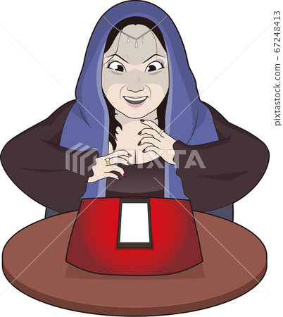 用智能手機算命的女性算命先生 67248413