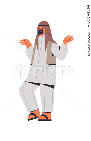 arabic man in traditional clothes arab businessman standing pose male cartoon character full length 67248594