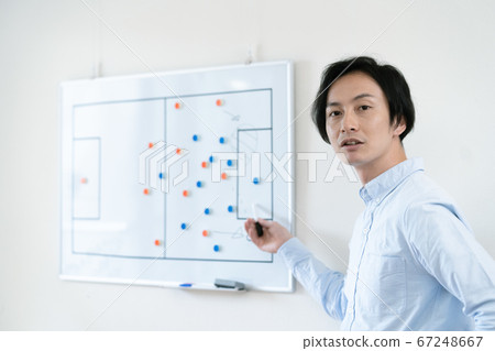 Coach man telling tactics Coach man telling tactics 67248667