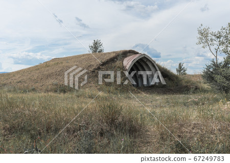 abandoned underground fortification. destroyed building military base abandoned underground fortification. destroyed building military base 67249783