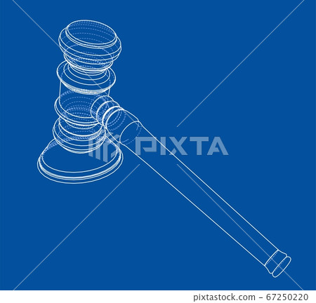 3D outline gavel. 3D illustration 3D outline gavel. 3D illustration 67250220