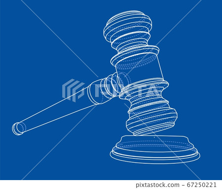 3D outline gavel. 3D illustration 3D outline gavel. 3D illustration 67250221