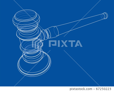 3D outline gavel. 3D illustration 3D outline gavel. 3D illustration 67250223