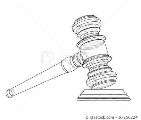 3D outline gavel. 3D illustration 3D outline gavel. 3D illustration 67250224