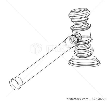 3D outline gavel. 3D illustration 67250225