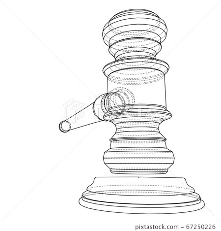 3D outline gavel. 3D illustration 67250226