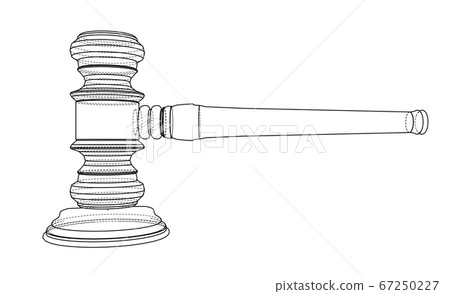3D outline gavel. 3D illustration 3D outline gavel. 3D illustration 67250227