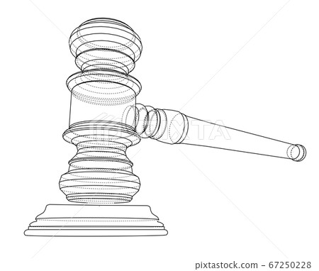 3D outline gavel. 3D illustration 3D outline gavel. 3D illustration 67250228
