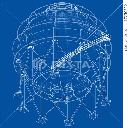 Spherical gas tank outline. 3D illustration Spherical gas tank outline. 3D illustration 67250230